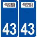 43 Le Chambon sur Lignon logo autocollant plaque immatriculation ville