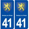 41 Savigny sur Braye blason autocollant plaque immatriculation stickers