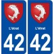 42 L'étrat blason ville autocollant plaque stickers