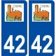 42 Charlieu logo ville autocollant plaque stickers