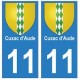 11 Cuxac-d'Aude ville autocollant plaque