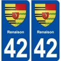 42 Renaison blason ville autocollant plaque stickers