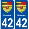 42 Renaison blason ville autocollant plaque stickers