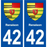 42 Renaison blason ville autocollant plaque stickers