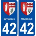 42 Savigneux blason ville autocollant plaque stickers