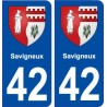 42 Savigneux blason ville autocollant plaque stickers