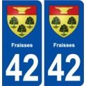 42 Fraisses blason ville autocollant plaque stickers