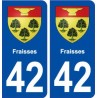 42 Fraisses blason ville autocollant plaque stickers