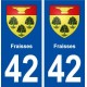 42 Fraisses blason ville autocollant plaque stickers