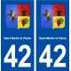 42 Saint Martin la Plaine blason ville autocollant plaque stickers