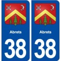 38 Abrets blason ville autocollant plaque stickers