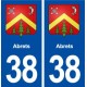38 Abrets blason ville autocollant plaque stickers