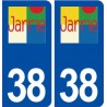38 Jarrie logo ville autocollant plaque stickers