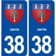 38 Jarrie blason ville autocollant plaque stickers