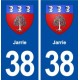 38 Jarrie blason ville autocollant plaque stickers