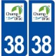 38 Champ sur Drac logo ville autocollant plaque stickers