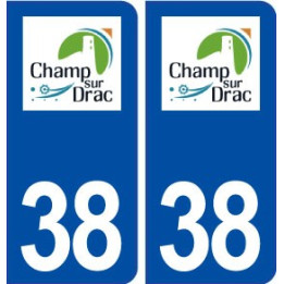 38 Champ sur Drac logo ville autocollant plaque stickers
