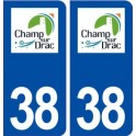 38 Champ sur Drac logo ville autocollant plaque stickers