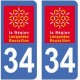 34 Hérault autocollant plaque