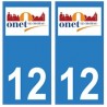 12 Onet-le-Château ville autocollant plaque