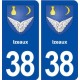 38 Izeaux blason ville autocollant plaque stickers