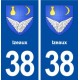 38 Izeaux blason ville autocollant plaque stickers