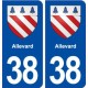 38 Allevard blason gville autocollant plaque stickers
