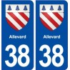 38 Allevard blason gville autocollant plaque stickers