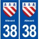 38 Allevard blason gville autocollant plaque stickers