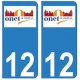 12 Onet-le-Château ville autocollant plaque