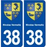 38 Nivolas Vermelle blason ville autocollant plaque stickers