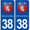 38 Saint Jean de Moirans blason ville autocollant plaque stickers