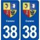 38 Corenc blason ville autocollant plaque stickers