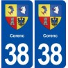 38 Corenc blason ville autocollant plaque stickers