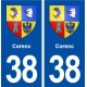 38 Corenc blason ville autocollant plaque stickers