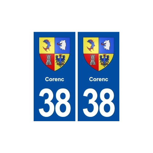 38 Corenc blason ville autocollant plaque stickers