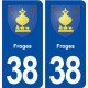 38 Froges blason ville autocollant plaque stickers