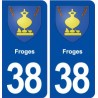 38 Froges blason ville autocollant plaque stickers