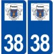 38 Froges logo ville autocollant plaque stickers