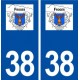 38 Froges logo ville autocollant plaque stickers
