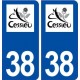 38 Cessieu logo ville autocollant plaque stickers