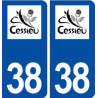 38 Cessieu logo ville autocollant plaque stickers