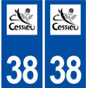 38 Cessieu logo ville autocollant plaque stickers