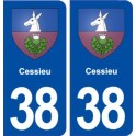 38 Cessieu blason ville autocollant plaque stickers