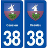 38 Cessieu blason ville autocollant plaque stickers