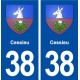 38 Cessieu blason ville autocollant plaque stickers