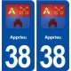 38 Apprieu blason ville autocollant plaque stickers