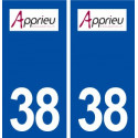 38 Apprieu logo ville autocollant plaque stickers