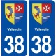 38 Valencin blason ville autocollant plaque stickers