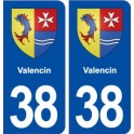 38 Valencin blason ville autocollant plaque stickers
